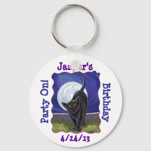 Black Cat Party Center Keychain