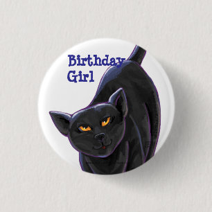 Black Cat Party Centre 1 Inch Round Button