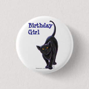 Black Cat Party Centre 1 Inch Round Button
