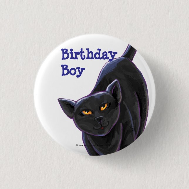 Black Cat Party Centre 1 Inch Round Button (Front)