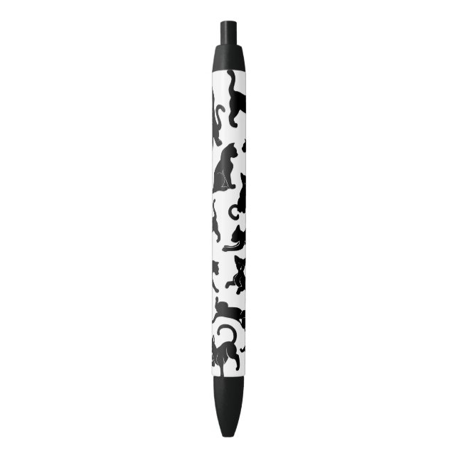 Black Cat Pattern Black Ink Pen (Front Vertical)