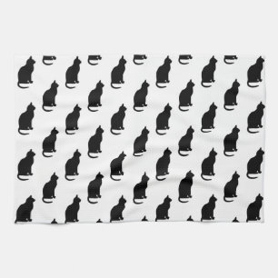 Black Cat Pattern Cats Texture White Background Kitchen Towel