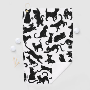 Black Cat Pattern Golf Towel