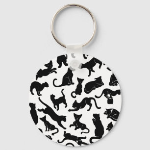 Black Cat Pattern Keychain