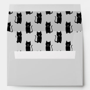 Black Cat Pattern on Light Grey. Envelope