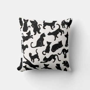Black Cat Pattern Throw Pillow