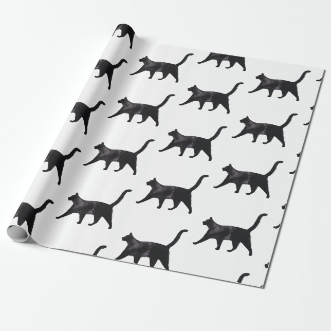 Black cat pattern  wrapping paper (Unrolled)