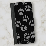 Black Cat Paw Print Pattern Samsung Galaxy S5 Wallet Case<br><div class="desc">Have you ever tried to touch your cat's toes when she really doesn't want her paws touched? Me neither. Add you name to this black and grey paw print pattern phone case (only if you want to)</div>