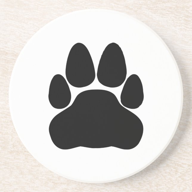 Black Cat Paw Print Shape Coaster (Front)