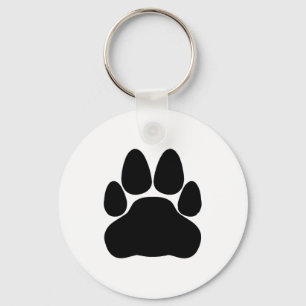 Black Cat Paw Print Shape Keychain