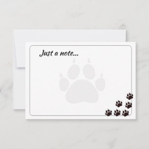 Black Cat Paw Prints Monogram Custom Just a Note  Card