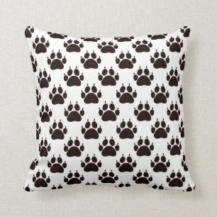 Black Cat Paw Prints Throw Pillow