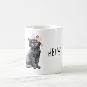 Black Cat Peach Bow Coffee Mug