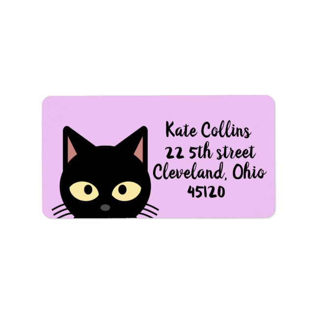 BLACK CAT PEEKING ART RETURN ADDRESS LABELS (Front)