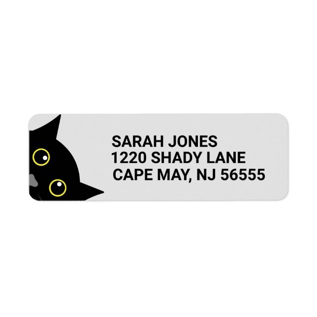 BLACK CAT PEEKING ART Return Address Labels (Front)