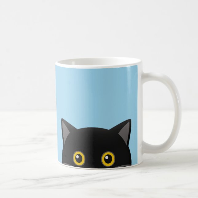 BLACK CAT PEEKING COFFEE MUGS (Right)