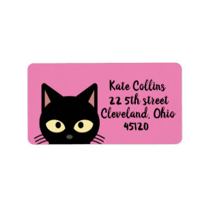 BLACK CAT PEEKING CUSTOM RETURN ADDRESS LABELS