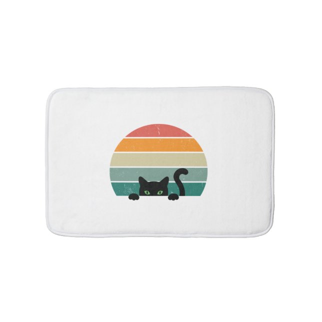 Black Cat Peeking Sunset Vintage    3 Bath Mat (Front)