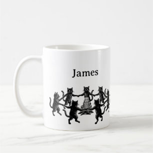 Black Cat Pegan Dance Custom Name Goth Coffee Mug