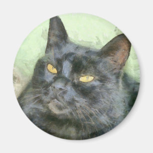 Black Cat Pencil Art Magnet
