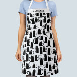 Black Cat Personalized Apron<br><div class="desc">Fun little black kitty cats, purrfect for animal lovers. Change the name to customize.</div>