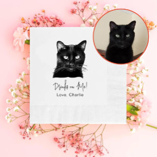 Black Cat Personalized Drink On Me Napkin