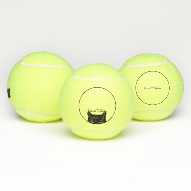 Black Cat Personalized Keepsake Tennis Ball (Multi)
