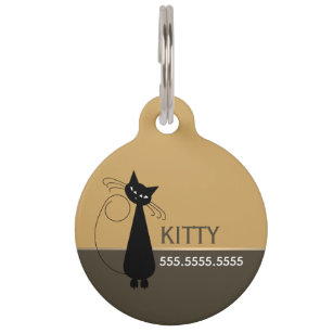 Black Cat, Personalized Pet Details & QR Code Pet Tag