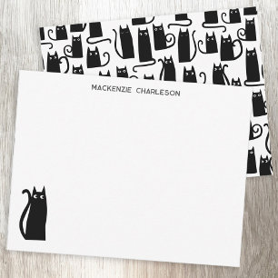 Black Cat Personalized Stationery Card