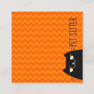 Black Cat Pet Sitter Square Business Card