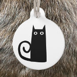 Black Cat Pet Tag<br><div class="desc">A fun black cat design. Original art by Nic Squirrell. Change the contact details on the back to personalize.</div>