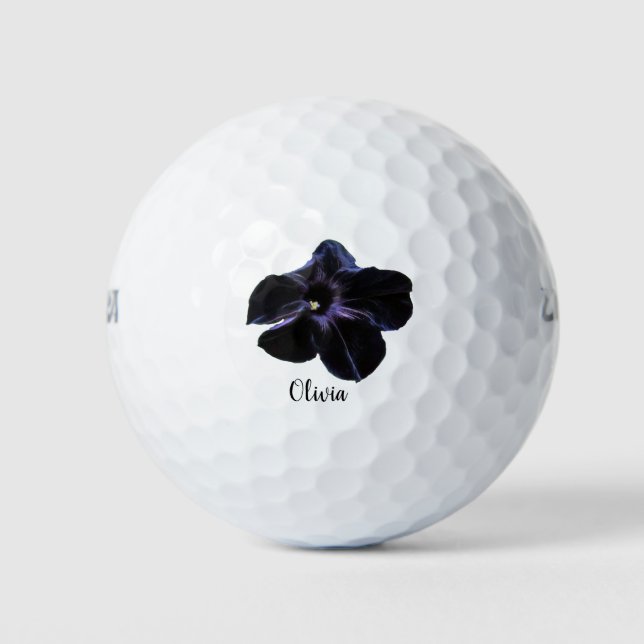 Black Cat Petunia Personalized Golf Balls (Front)