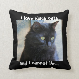 Black Cat Pillow: i love black cats & i cannot lie Throw Pillow