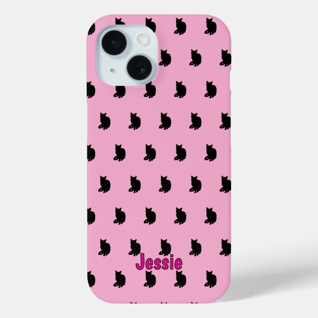 Black Cat (Pink) Case-Mate iPhone Case (Back)