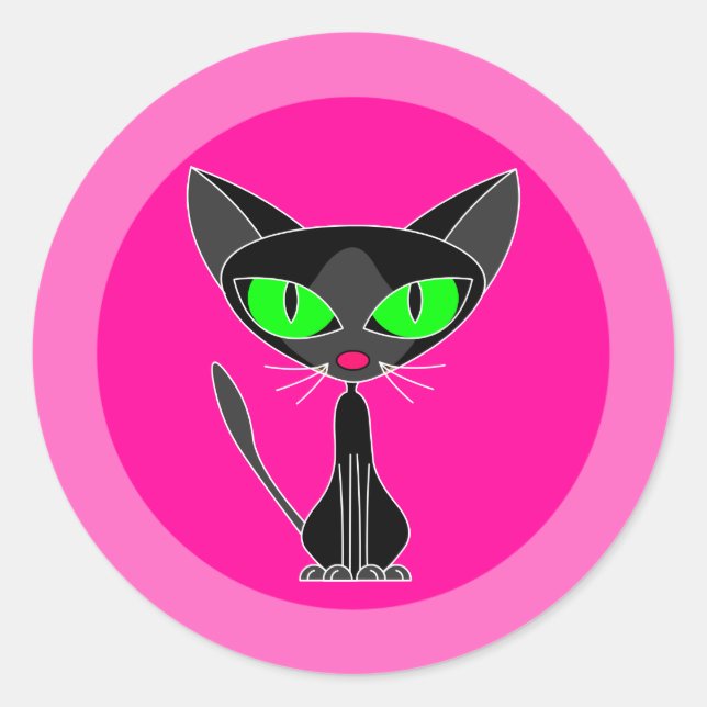 Black Cat, Pink Stickers (Front)