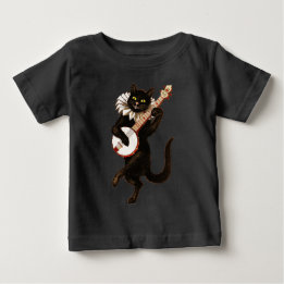 Black Cat Playing Banjo Baby T-Shirt