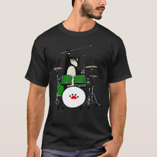Black Cat Playing Drum Drummer Kitten Musician Son T-Shirt