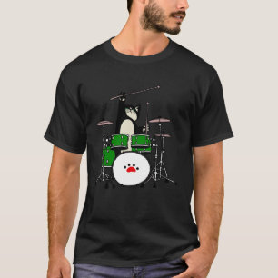 Black Cat Playing Drum Drummer Kitten Musician Son T-Shirt