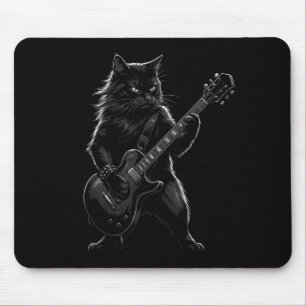 Black Cat Playing Electric Guitar Gothic Rocker  Mouse Pad