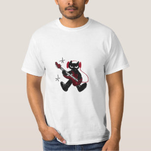 Black Cat Playing Electric Guitar Rockstar Kitty T-Shirt