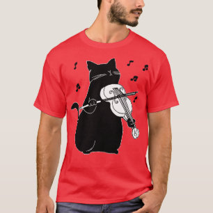 Black Cat Playing Violin Funny Musician T-Shirt