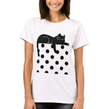 Black cat Polka dot T shirt