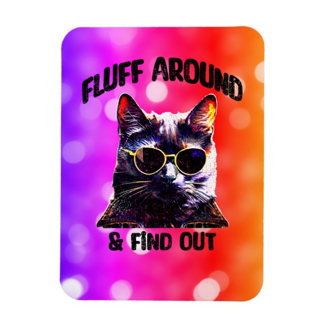 Black Cat Pop Art:  Fluff Around & Find Out Magnet (Vertical)