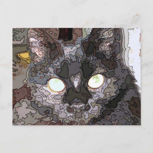 Black Cat Pop Art Postcard (Front)