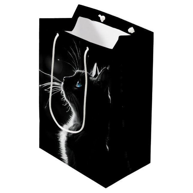 Black Cat Portrait For Birthday Medium Gift Bag (Front Angled)