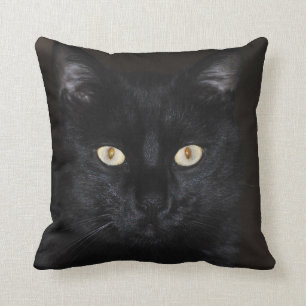 Black Cat Portrait Throw Pillow