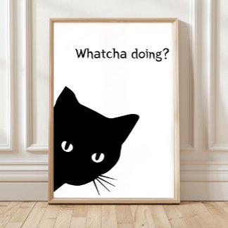 Black Cat Poster, Funny Posters, Funny Wall Decor, Poster