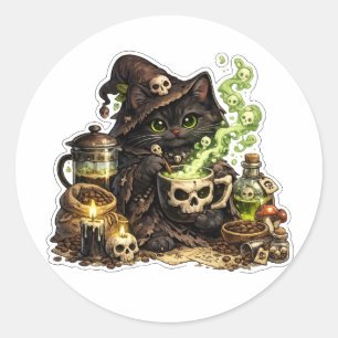 Black Cat Potion Brewer Witch Sticker