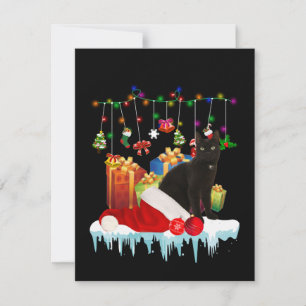 Black Cat Present Of My Christmas Thank You Card