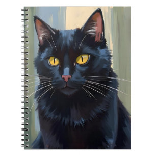 Black Cat   Pretty Kitten Watercolor Notebook
